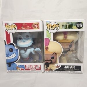Funko Pop Genie with Lamp 476 and Disney Villans Jafar 1519 Vinyl Figurine
